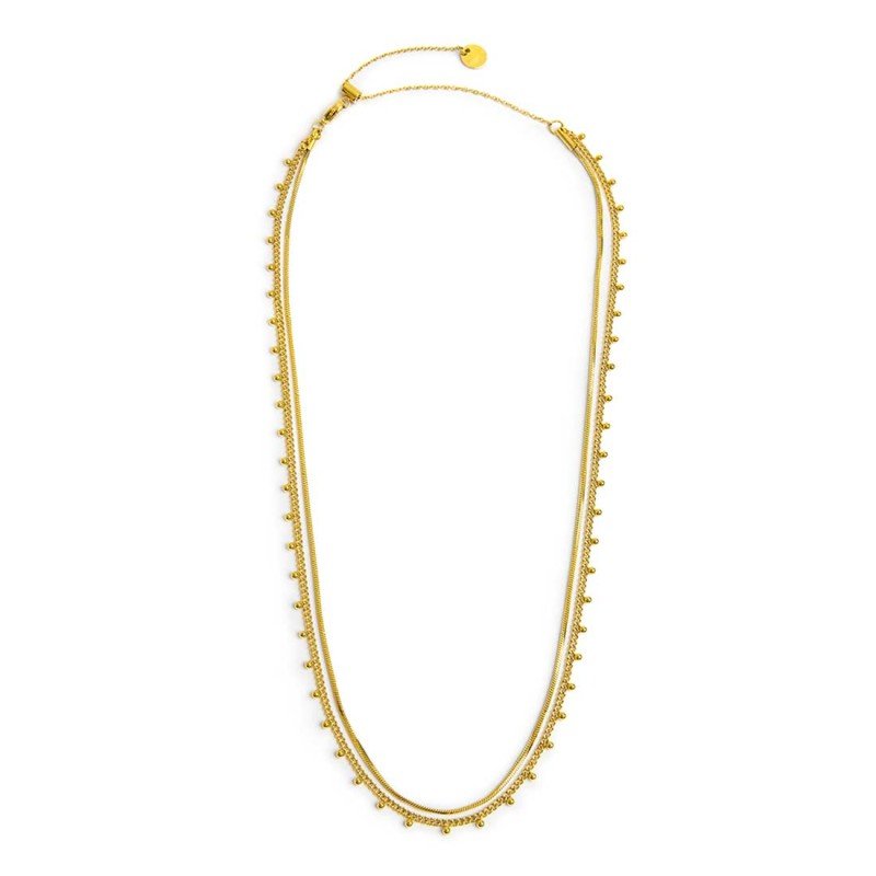 Collana girocollo Marlù Vision da donna acciaio dorato con catena snake e grumetta