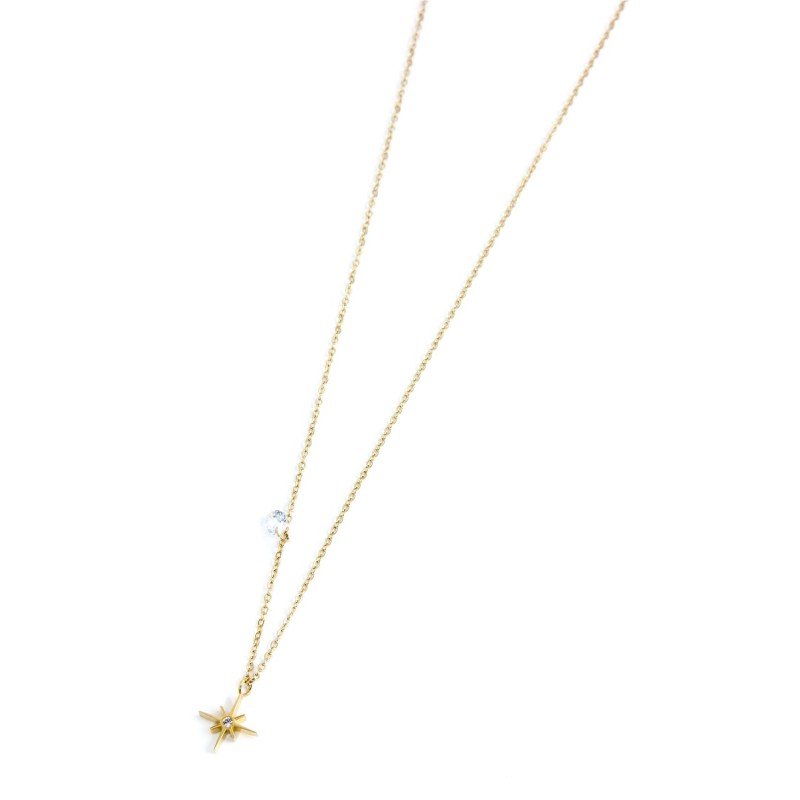 Collana rosa dei venti pendente 10mm e zircone 45CM ORO 10MM ROSA VENT PE VSN04