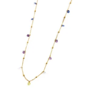 Collana Marlù Be Woman da donna ORO 90CM CZ COLOR E SFERE BEW02