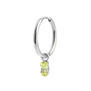 Orecchino a cerchio con zircone baguette ACC MONO CERC CZ VERDE BEW12