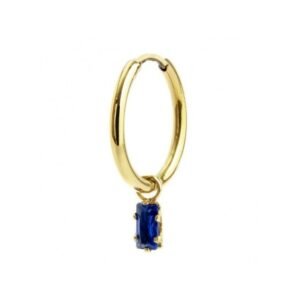 Orecchino a cerchio con zircone baguette ORO MONO CERC CZ BLU BEW12