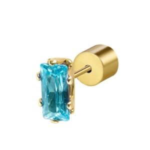 Mono Orecchino Marlù 31OR0002G-AM baguette azzurro pvd oro