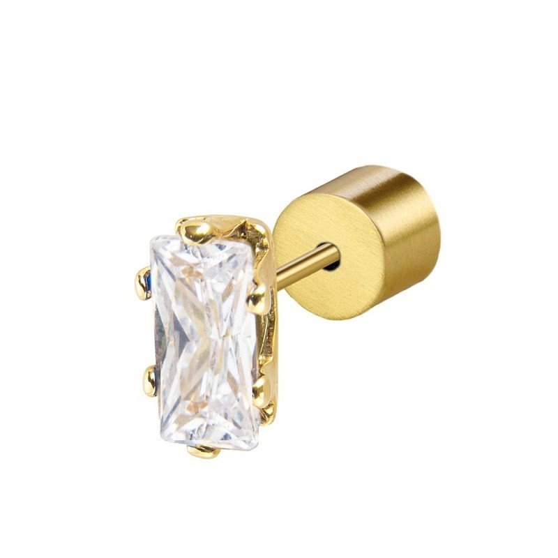 Mono Orecchino Marlù 31OR0002G-W baguette bianco pvd oro