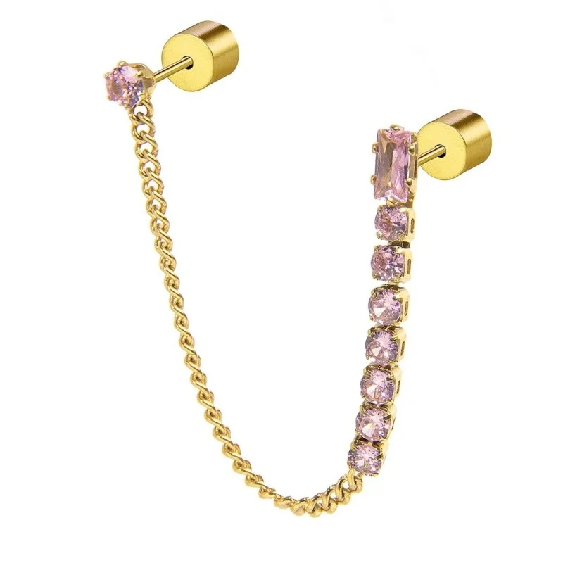 Mono orecchino con doppio orecchino MONO DOPP TENNIS ROSA