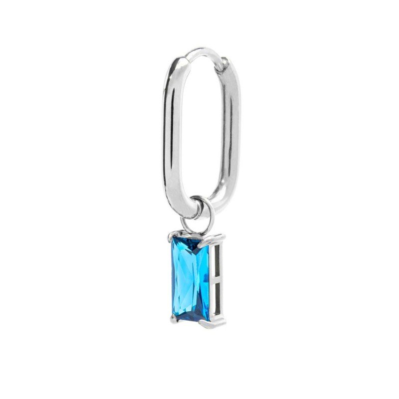 Orecchino ovale con zircone baguette ACC MONO OVALE CZ ACQ.MAR.