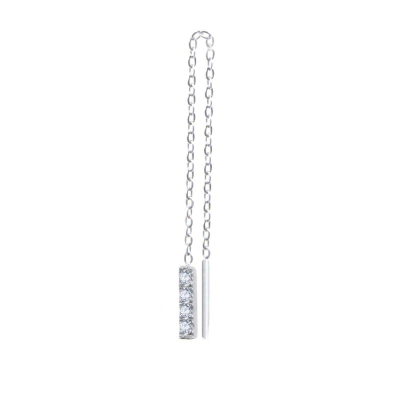 Orecchino pendente catena cutting cross e pendente con zirconi