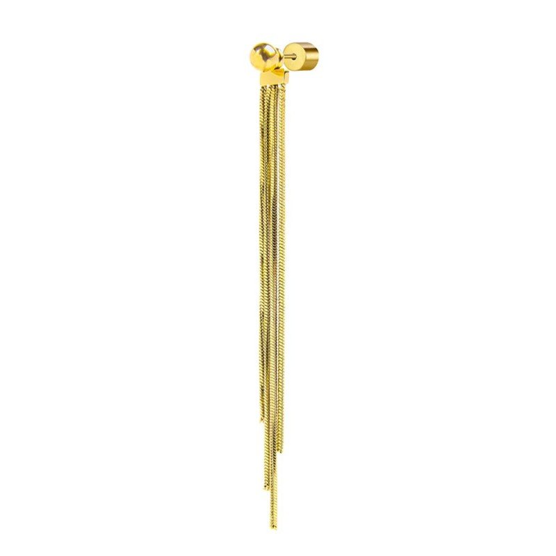Orecchino pendente Marlù Vision donna acciaio dorato sfera e catena snake quadrata