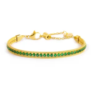 Bracciale Donna Gioielli Marlù ORO TENNIS VERDE E SNAKE SPK03